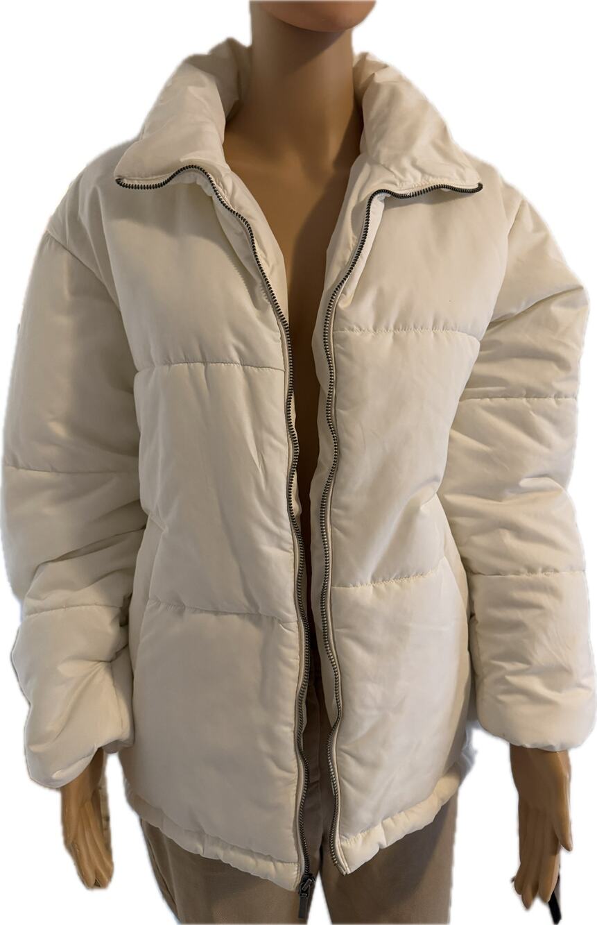 A New Day Nylon Puffer Jacket in White, Women's Size M